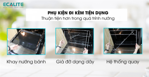 Lò nướng âm tủ Ecalite EOV-JA7060BL - Dung tích 72L