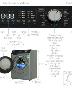 Máy giặt sấy Hitachi Inverter giặt 8.5 kg - sấy 5 kg BD-D852HVOS - 19