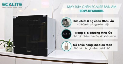 Máy rửa chén mini Ecalite EDW-UF6080BL - 4
