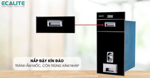 Thùng gạo điện tử gương màu đen Ecalite EL-RC300B