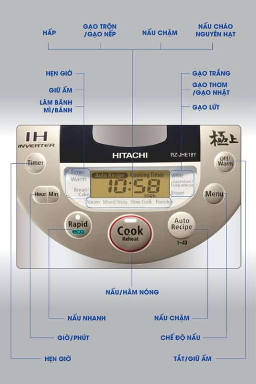 Nồi cơm điện Hitachi 1.8 lít RZ-JHE18Y - 9