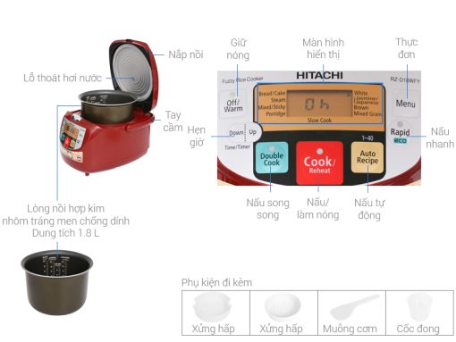 Nồi cơm điện Hitachi 1.8 lít RZ-D18WFY - 3