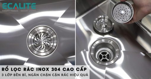 Chậu rửa chén Inox 2 hộc Ecalite ESD-8248HS - 9