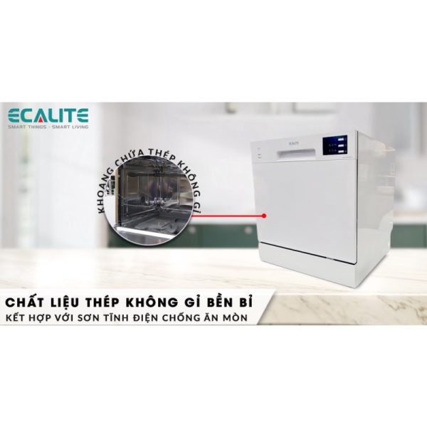 Máy rửa chén mini Ecalite EDW-SMS6080WH - 5
