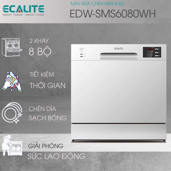 Máy rửa chén mini Ecalite EDW-SMS6080WH - 1