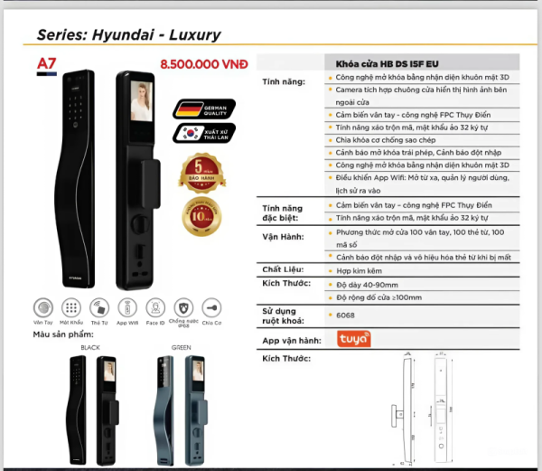 Khóa điện tử Hyundai - Luxury A7 - 3