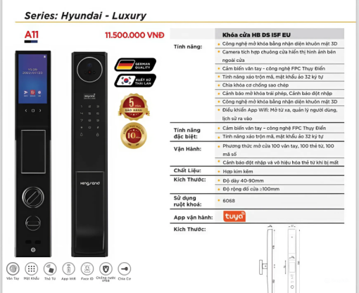 Khóa điện tử Hyundai – Luxury A11 - 3