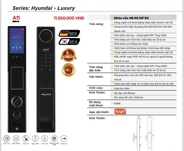 Khóa điện tử Hyundai – Luxury A11 - 3