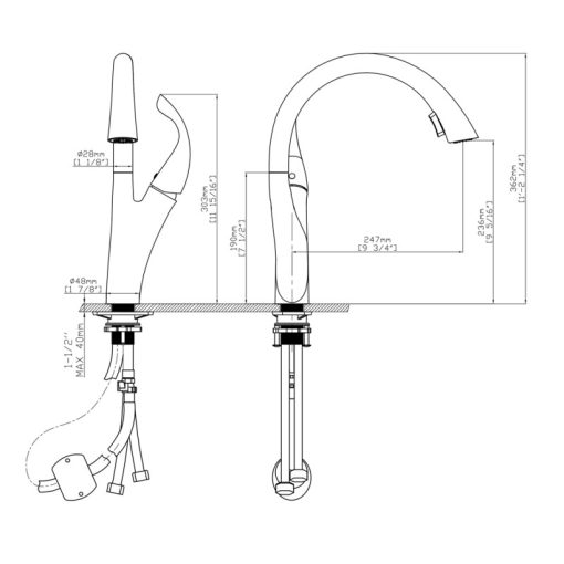 Vòi rửa chén nóng lạnh Ecalite EF-K624C