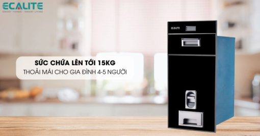 Thùng gạo điện tử gương màu đen Ecalite EL-RC300B
