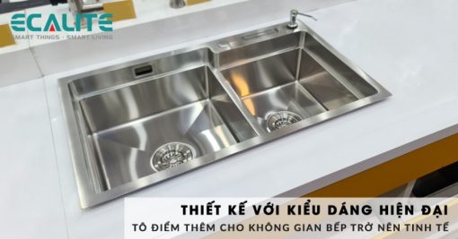 Chậu rửa chén Inox 2 hộc Ecalite ESD-8248HS - 11
