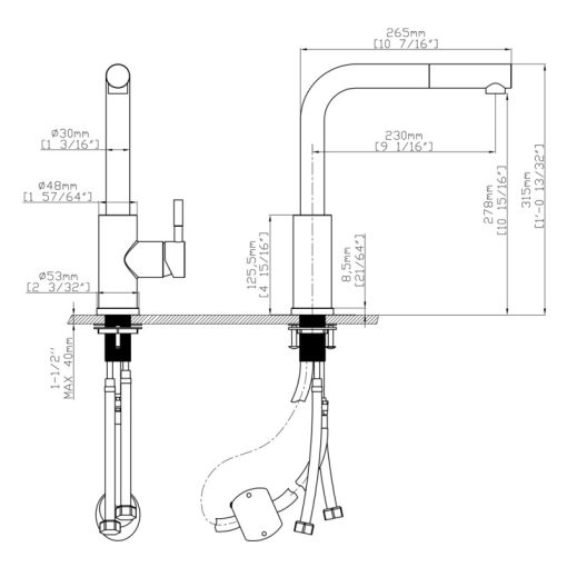 Vòi rửa chén nóng lạnh Ecalite EF-K185B