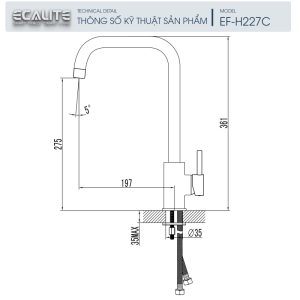 Vòi rửa chén nóng lạnh Ecalite EF-H227C