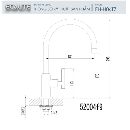Vòi rửa chén nóng lạnh Ecalite EH-H04T7