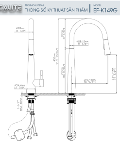 Vòi rửa chén nóng lạnh Ecalite EF-K149G - 21