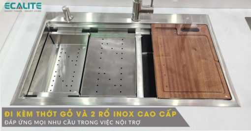 Chậu rửa chén Inox 2 hộc Ecalite ESD-8245HC
