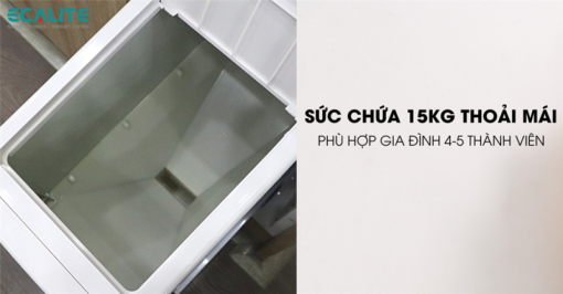 Thùng gạo âm tủ cánh mở ray trượt giảm chấn Ecalite NRC15P