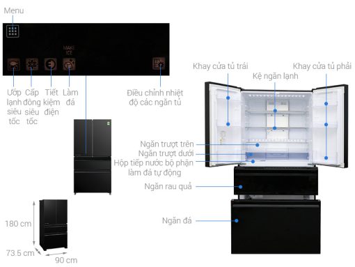 Tủ lạnh Inverter 564 lít Mitsubishi Electric MR-LX68EM-GBK-V - 3
