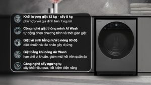Máy giặt sấy Hitachi Inverter giặt 12 kg - sấy 8 kg BD-D120XGV - 47