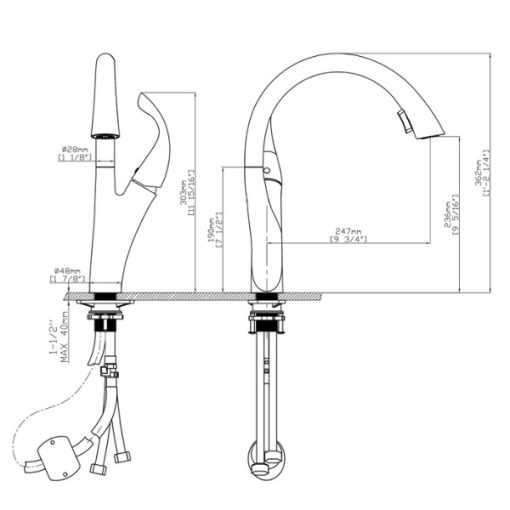 Vòi rửa chén nóng lạnh Ecalite EF-K624B