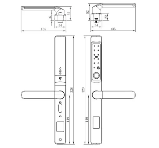 Khóa Vân Tay Cửa Nhôm Yale YDMA 100NP - 3
