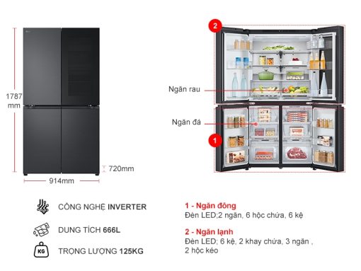 Tủ lạnh LG Inverter 666 lít LFB66BLMI AEVPEVN - 3