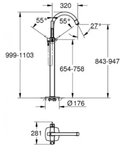 Vòi bồn tắm đặt sàn Grohe 23318IG0 - 7 Vòi bồn tắm đặt sàn Grohe 23318IG0