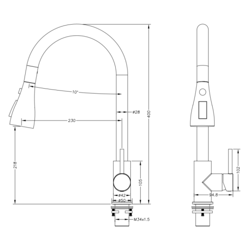 Vòi rửa chén Maadela MDF 106C Rhine