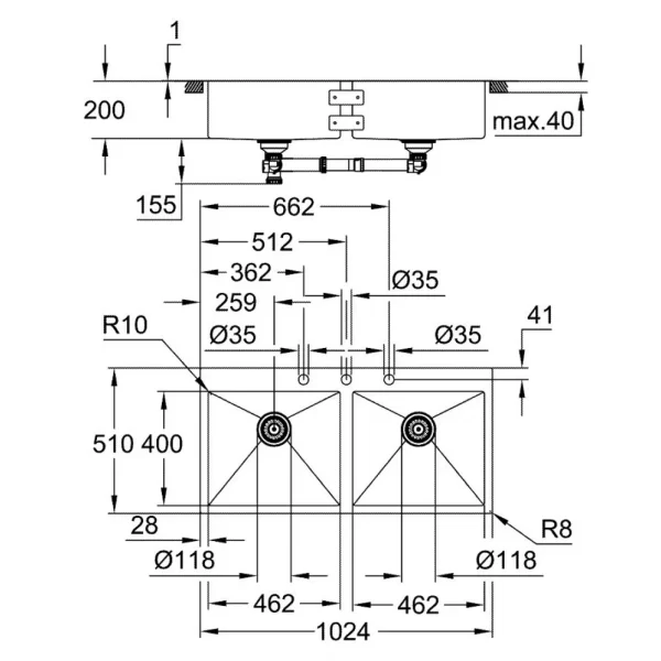 Chậu rửa chén Grohe 31585SD1