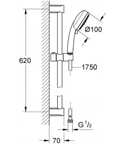 Tay sen và thanh treo sen tắm Grohe 27787002 - 6 Tay sen và thanh treo sen tắm Grohe 27787002