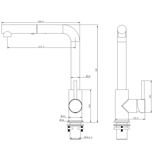 Vòi rửa chén Maadela MDF 104B Elbe