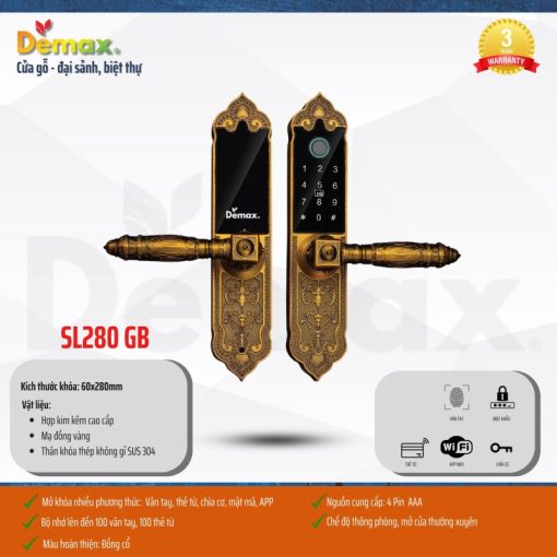 Khóa biệt thự Demax SL280 GB tiêu chuẩn Đức - 5
