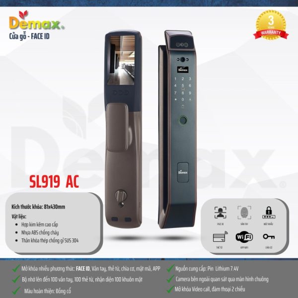 Khóa nhận diện khuôn mặt Demax SL919 AC tiêu chuẩn Đức - 5