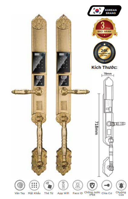 Khóa điện tử HYUNDAI HY SLC8820 Gold - 8 Khóa điện tử HYUNDAI HY SLC8820 Gold