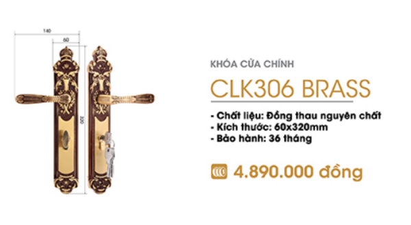 Khóa cửa chính DEMAX CLK306 Brass tiêu chuẩn Đức - 5