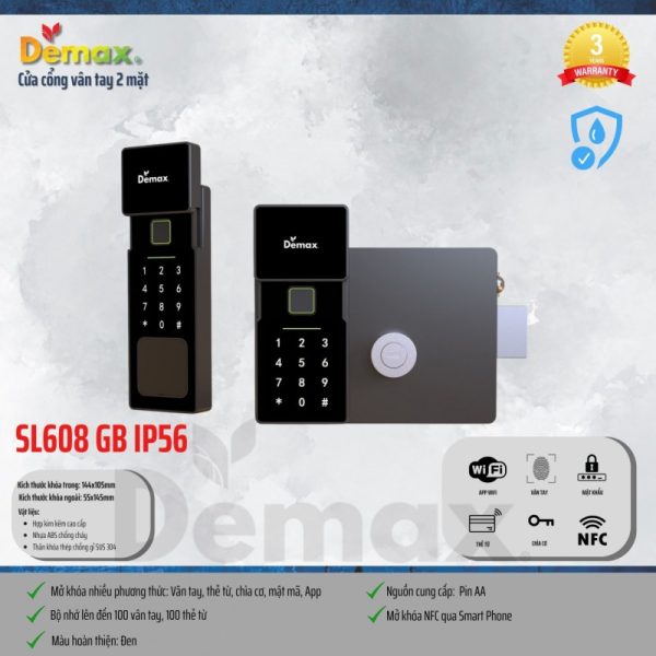 Khóa thông minh chống nước DEMAX SL608 GB IP56 tiêu chuẩn Đức - 5