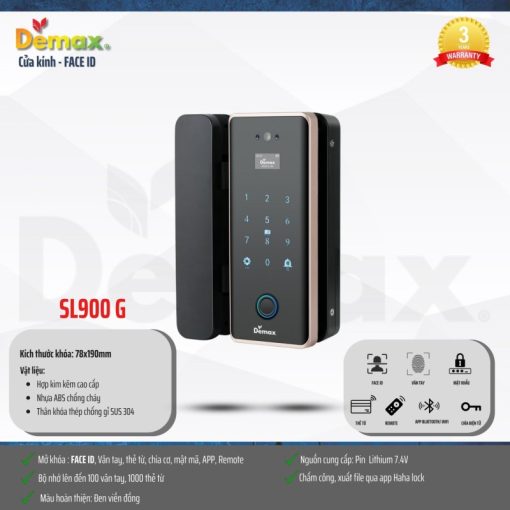 Khóa cửa kính Demax SL900 G tiêu chuẩn Đức - 5