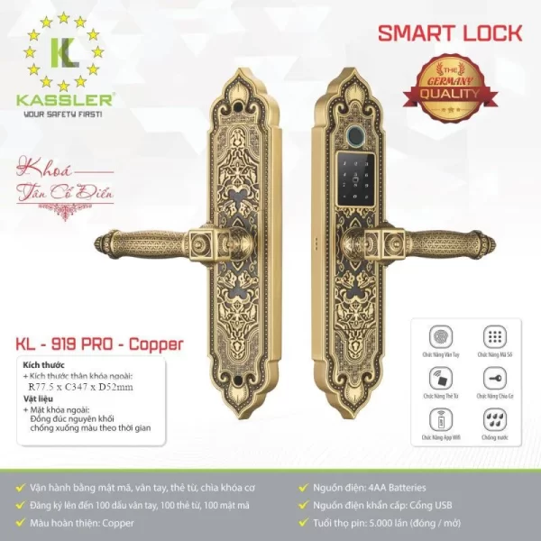 Khóa đại sảnh Kassler KL 919 Pro Copper