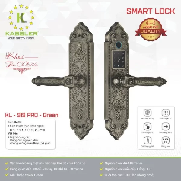 Khóa đại sảnh Kassler KL 919 Pro Green