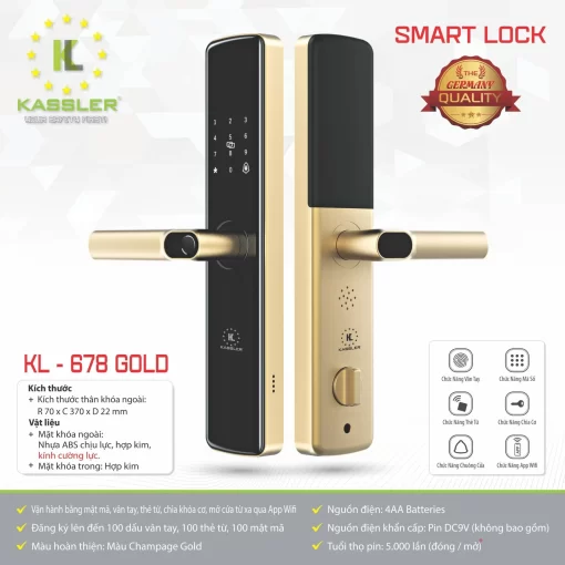Khóa vân tay Kassler KL 678 GOLD APP