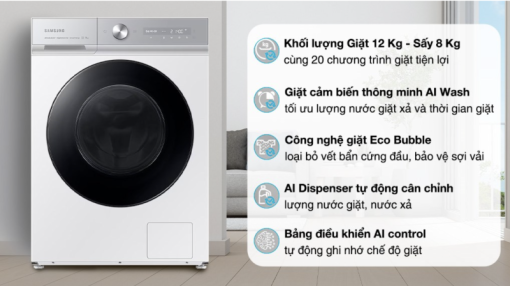 MÁY GIẶT SẤY SAMSUNG BESPOKE AI INVERTER WD12BB944DGHSV