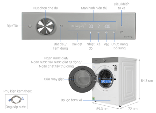 MÁY GIẶT SẤY SAMSUNG BESPOKE AI INVERTER WD12BB944DGHSV