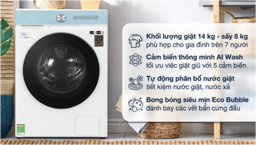 MÁY GIẶT SẤY SAMSUNG BESPOKE AI INVERTER WD14BB944DGMSV