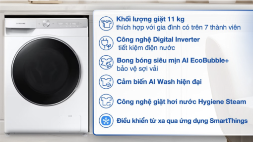 MÁY GIẶT SAMSUNG AI ECOBUBBLE INVERTER WW11CGP44DSHSV