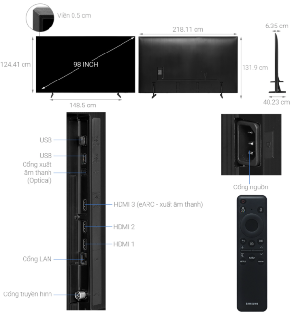 SMART TIVI CRYSTAL UHD 4K 98 INCH SAMSUNG UA98DU9000