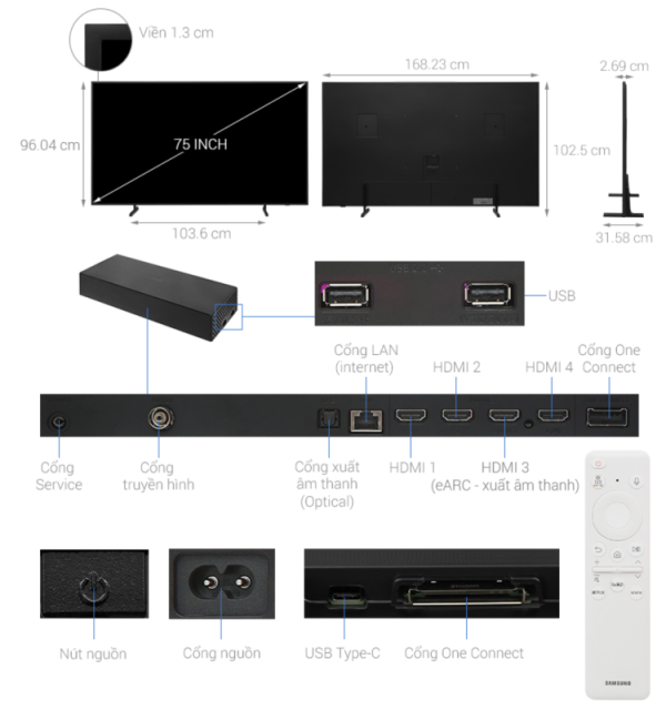 SMART TIVI KHUNG TRANH THE FRAME QLED 4K 75 INCH SAMSUNG QA75LS03D