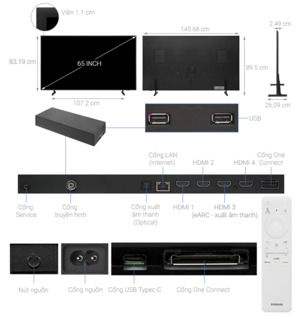 SMART TIVI KHUNG TRANH THE FRAME QLED 4K 65 INCH SAMSUNG QA65LS03D