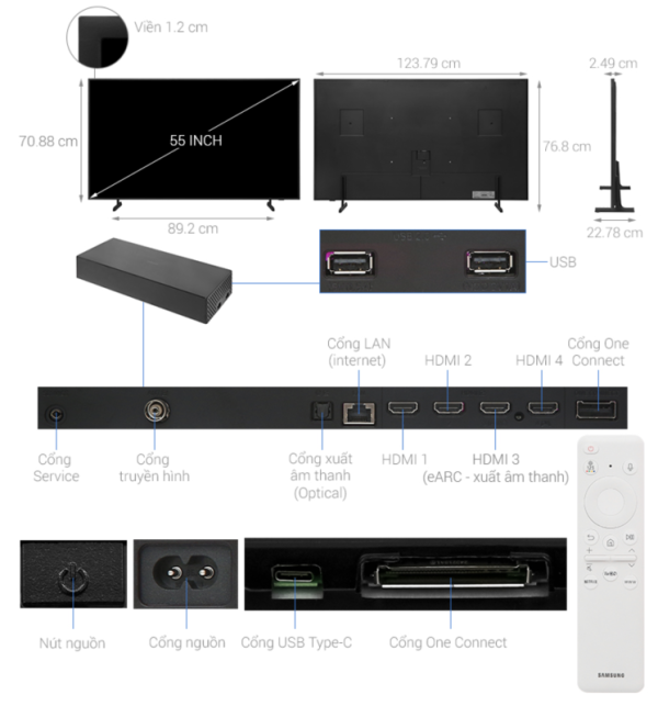 SMART TIVI KHUNG TRANH THE FRAME QLED 4K 50 INCH SAMSUNG QA55LS03D