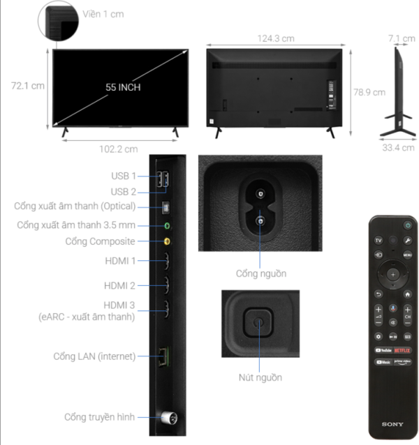 GOOGLE TIVI 4K 55 INCH SONY KD 55X77L