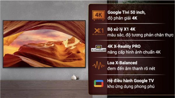 GOOGLE TIVI 4K 55 INCH SONY KD 50X77L